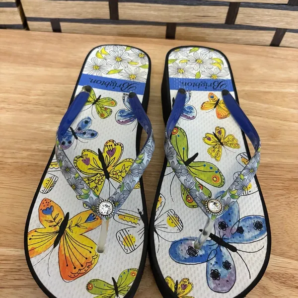 Brighton Breeze Wedge Butterfly‎ Flip Flop Size 9 - Image 4