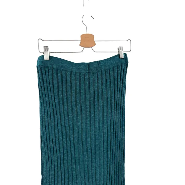 Free People FP Beach Veda Rib Knit Maxi‎ Skirt Teal Drawstring Size Medium - Image 7