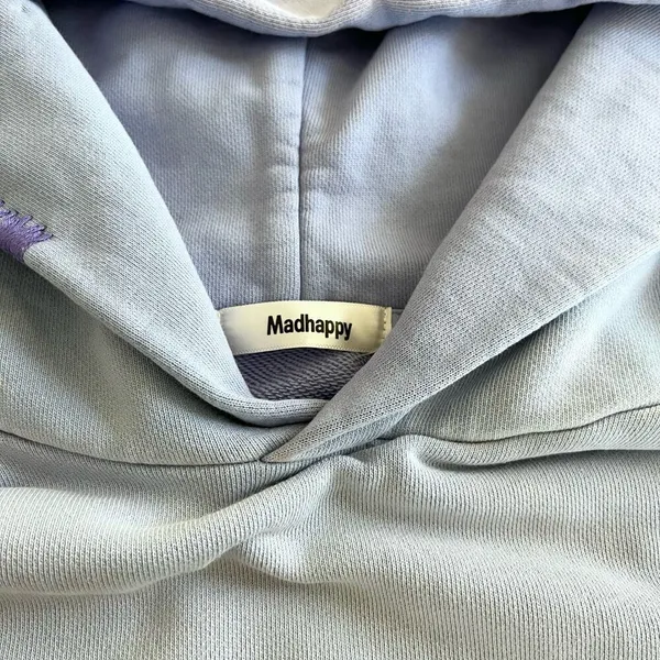 Madhappy Pullover Embroidered Logo Cropped Hoodie Light Blue Women's Size M - Image 6