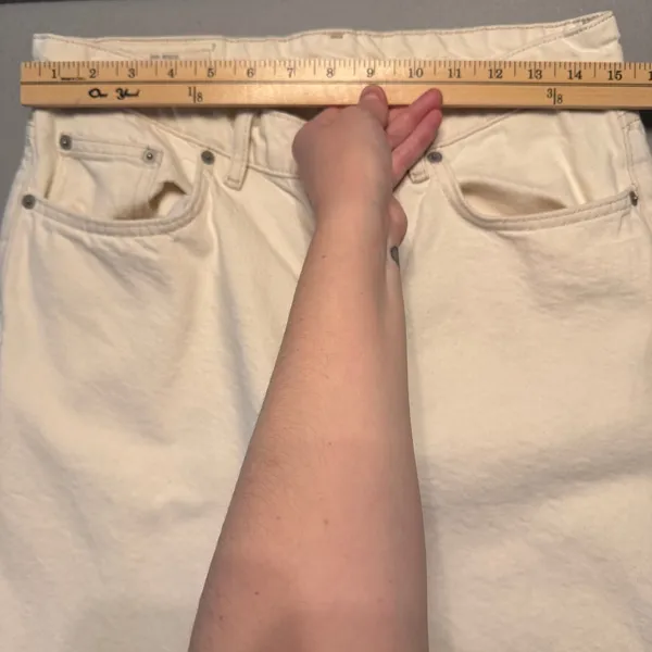Zara Origins Straight Leg Denim Jeans Cream Off-White Women Size 31 - Image 7