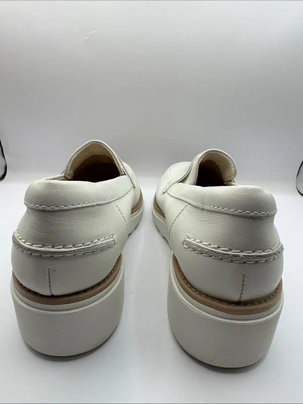 NWOB Clarks Collection Sharon Ranch White Leather Loafers Wedge Shoes Size 5 - Image 7