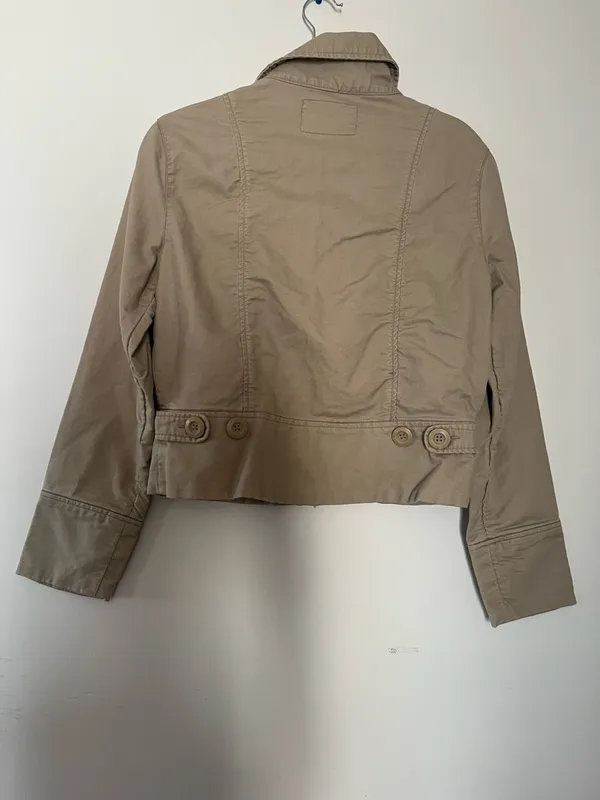Maurice's Y2K Utility Zip Up Jacket Medium Tan Cargo Safari Neutral Minimalist Cotton - Image 4