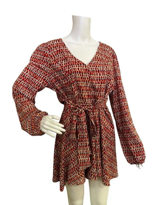 Women’s Altari’d State Patterned V-Neck Tie-Waist Romper - Image 6