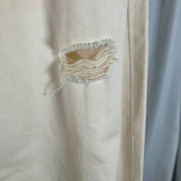 Express‎ Womens Jeans Size 10R Beige Distressed Denim High Rise Mom Jeans - Image 4