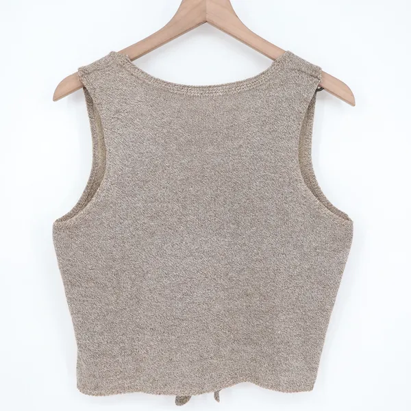 Cardigan Vest Womens L Barge Tight Knitted Cotton V-Neck Wide Strap Streetwear - Image 3