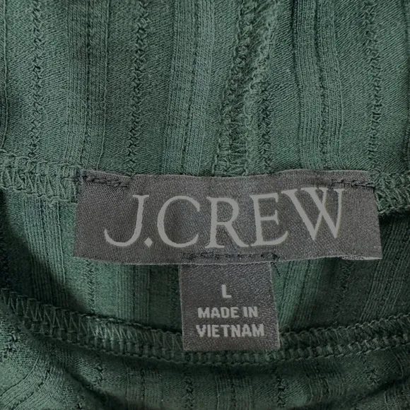 J. Crew Dark Green Ribbed Ruffle Neck Mock Neck Long Sleeve‎ Top Feminine Winter - Image 3