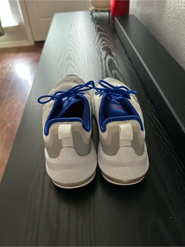 Nike White, Gray & Blue Low-Top Sneakers - Image 3
