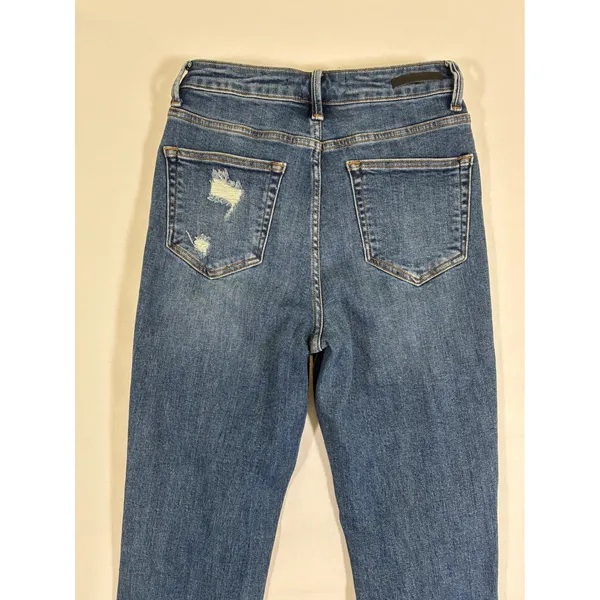 Risen Los Angeles Womens Distressed Straight Leg Jeans Medium Wash Raw Hem 5 - Image 10