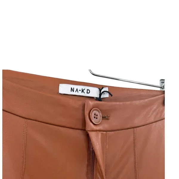 NA-KD Cognac Brown‎ Flared PU Faux Leather Pants High Rise NWT EU 36 US 6 - Image 3