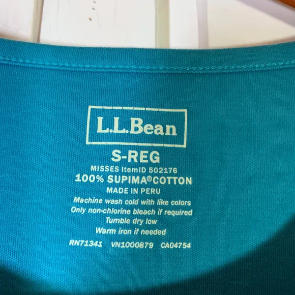LL Bean Womens Small Teal Blue 100% Supima Cotton Sleeveless Scoop Neck Tank Top - Image 2