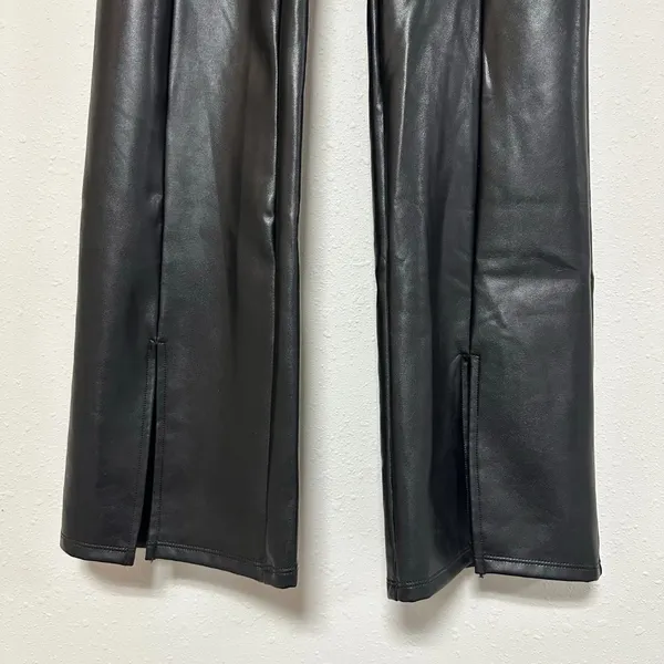 Abercrombie Split-Hem Vegan Leather Slim Flare Pants - Image 4