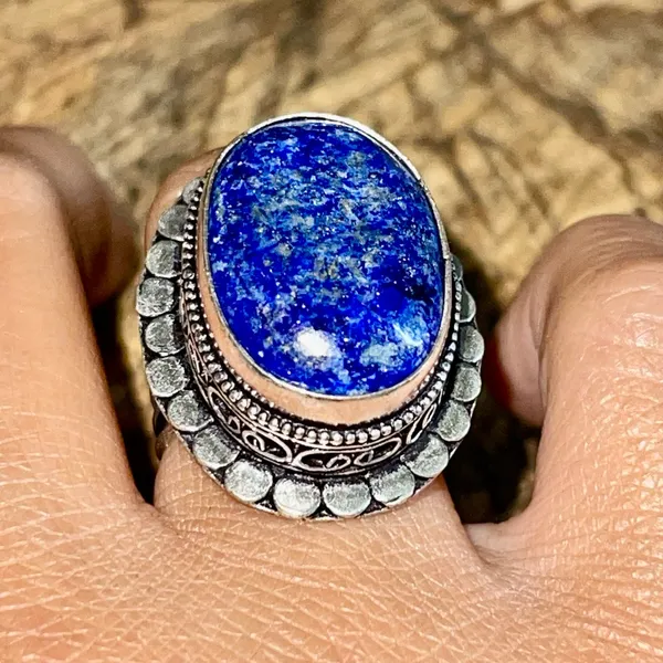 Lapis Lazuli Ring Size 7 1/4 Gold - Image 2