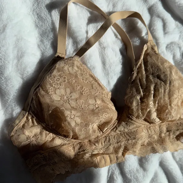 No Boundaries Lace Bralette Nude Light Support Wire Free XL NWOT - Image 3