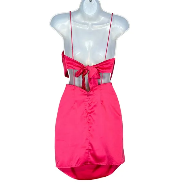 superdown Revolve Pink Satin Wrap Mini Dress XXS Coquette More to Come Denise $80 NEW - Image 6