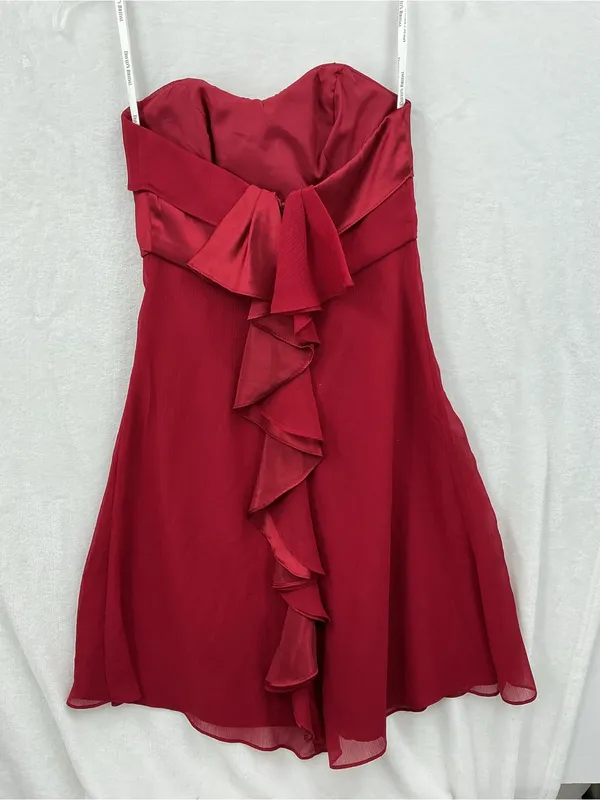 David's Bridal Strapless Twist-Front Red Cocktail Dress 1157 - Image 3