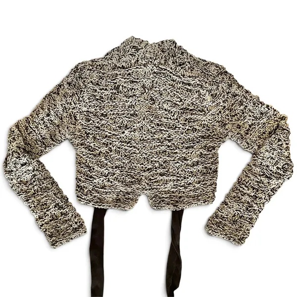 NWT Sarah Pacini Marled Avant Garde Open Knit Cropped Cardigan w/ Attached Scarf - Image 3