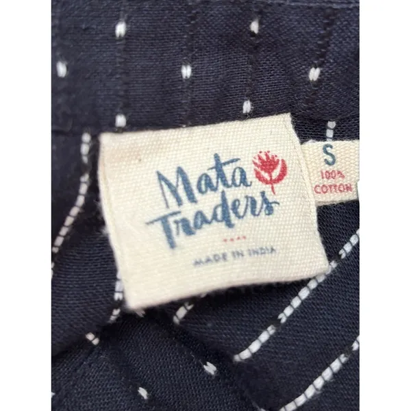 Mata Traders Navy Dot Pinafore Dress Small S Overall Apron Midi Cottagecore Mod - Image 5