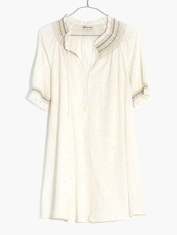 Madewell Rainbow Smocked Pom Trapeze Dress - Image 3
