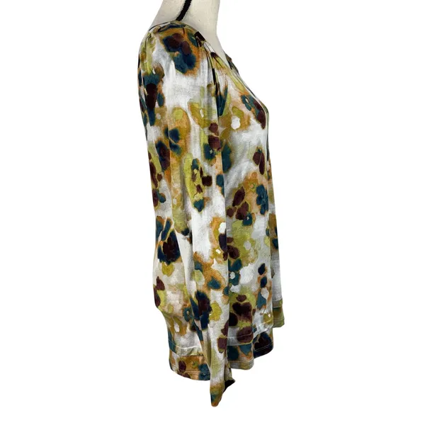 Simply Vera Vera Wang Medium Tunic Top Floral Watercolor Stretch Long Sleeves - Image 4