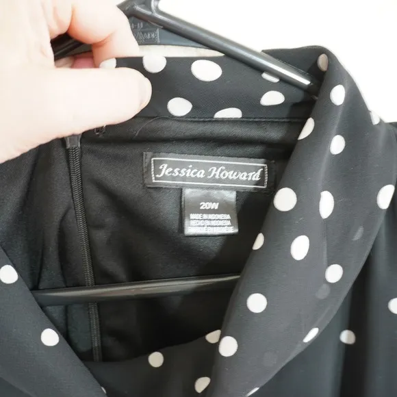 Jessica Howard Shift Dress 18W Black‎ White Polka Dot Ombre Chiffon Sleeveless - Image 16