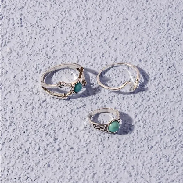 Native American Mermaid Turquoise silver ring set - Image 7