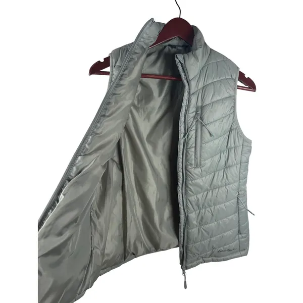 Eddie Bauer Puffer Vest Small‎ EB001794 Sage Green Quilted Zip Up Outdoor Hiking - Image 9