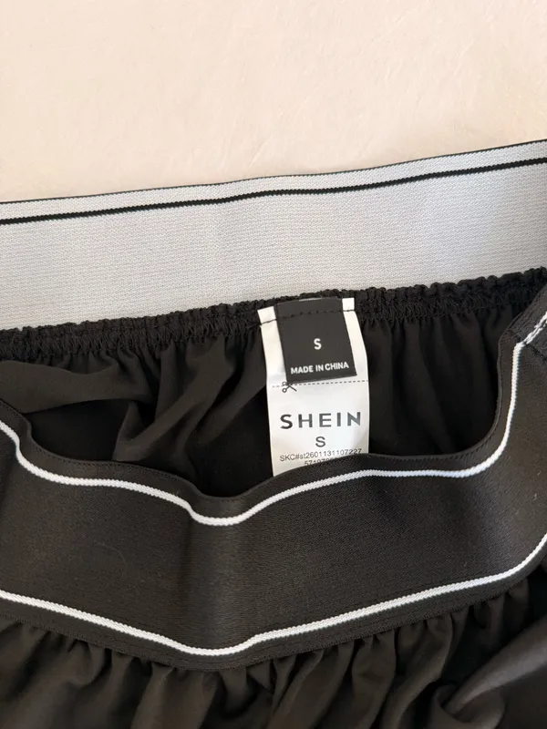 SheIn 2pc Activewear Set Black and White Stripe Pants and Sports Bra - Image 3