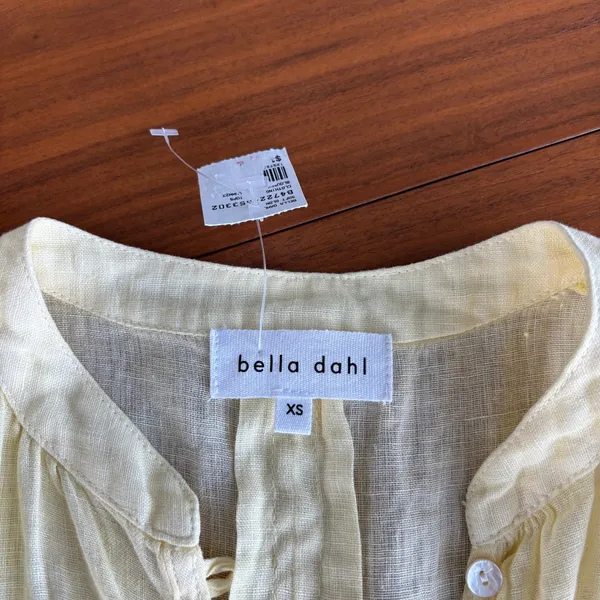 NWT Bella Dahl Linen Top XS Yellow Button Front Coastal Chic Cottage Preppy - Image 3