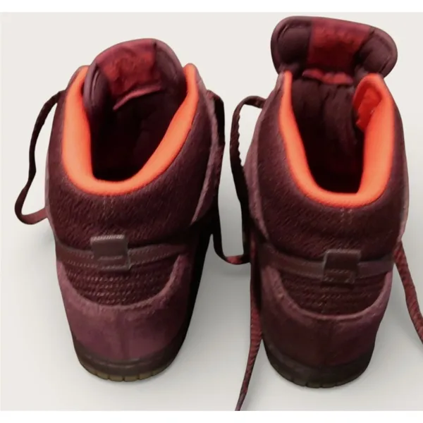 Nike Dunk High Women's Suede Burgundy Wine Orange Lined Sneakers‎ Size 9 - Image 7