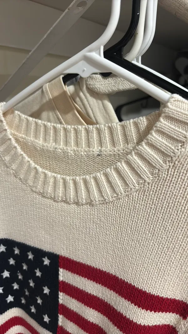 Cream Brandy Melville American Flag Sweater - Image 4
