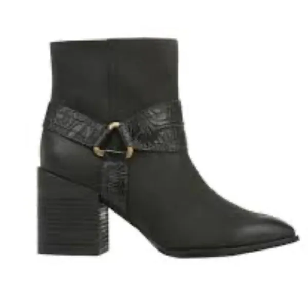 Vionic Carnelia Black Leather Ankle Boots Waterproof Booties with Buckle 7 - Image 5