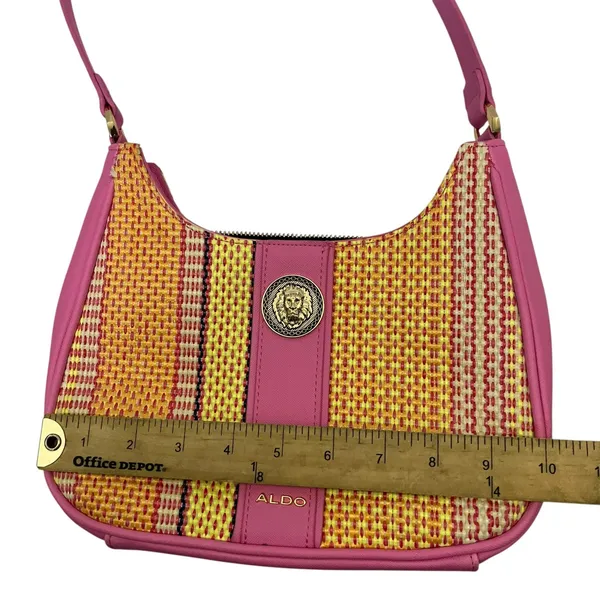 Aldo Pink Stripe Textured Faux Leather Shoulder Bag - Image 7