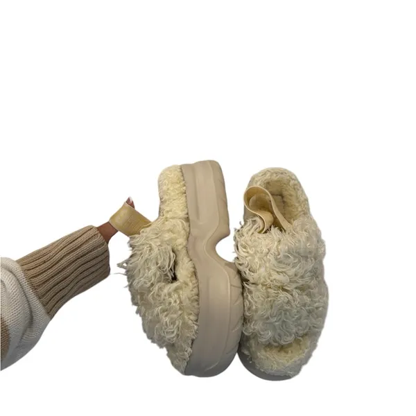 UGG Fluff Sugar Mellow Yellow Platform Slingback Sandals Slippers - Image 10