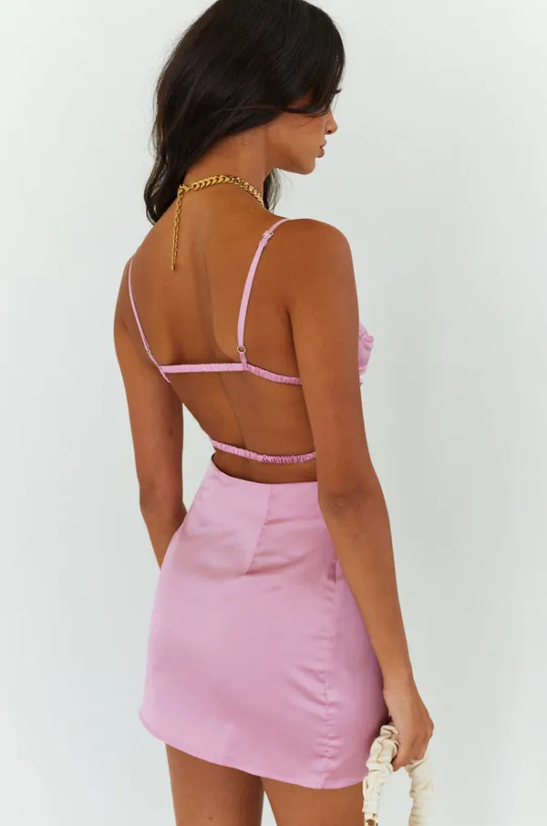 Beginning Boutique Trouble Strappy Mini Pink Dress Size 4 - Image 3
