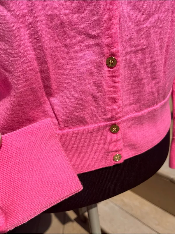 J.Crew Neon Pink Lightweight 100% Merino Wool Jackie Cardigan Sweater Size XL - Image 4