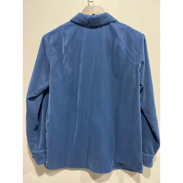 Vintage J.Crew Blue Velvet Button Down Shirt XS Made in Hong Kong - Image 6