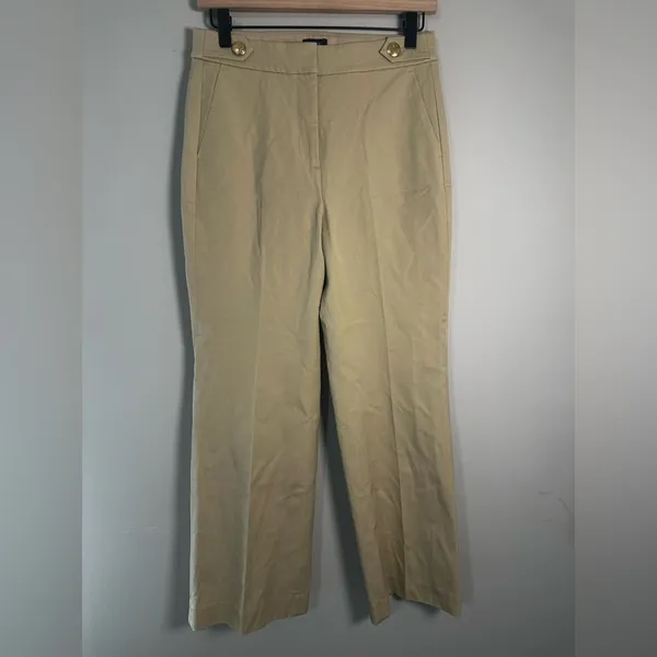J Crew Cropped Wide Leg‎ Sailor Pants Nwot Size 4 Light Khaki - Image 2