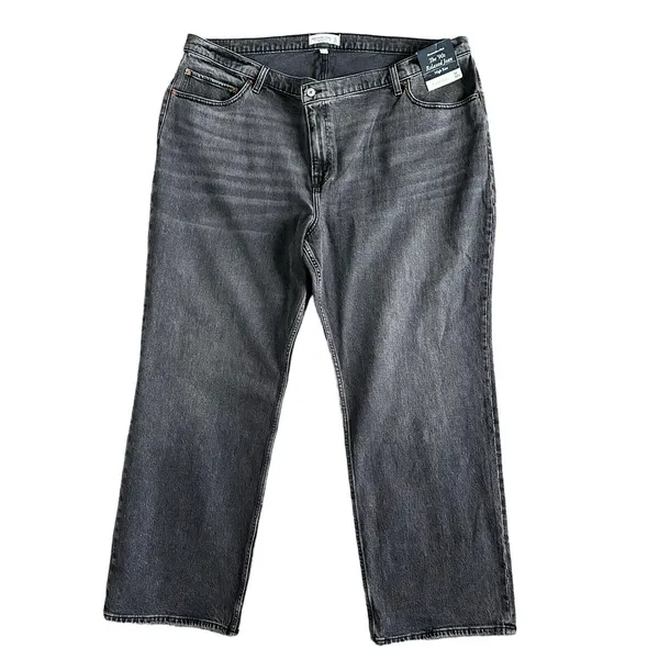 Abercrombie & Fitch Black Grey Curve Love High Rise 90s Relaxed Jeans 36/22R NEW - Image 3