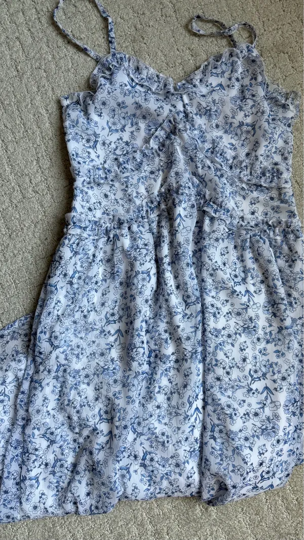 Blue & White Maxi Dress - Image 2