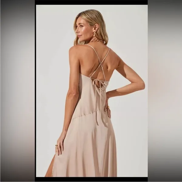 ASTR The Label Palisades Nude Color Cowl Slip Midi Dress Large - Image 8