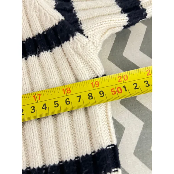 ZARA Medium Ivory & Black Ribbed Knit Striped Sweater Medium - Image 3