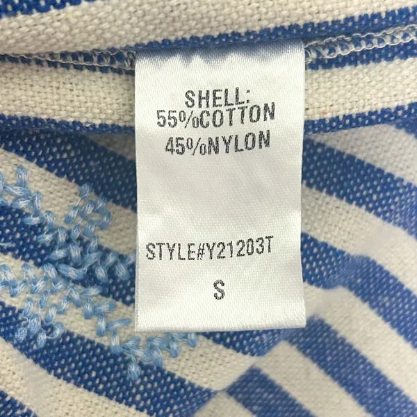 Tuckernuck Ivory Blue Stripe Mini Sullivan Embroidered Canvas Caftan Tunic Small - Image 9