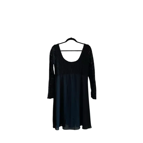 Vintage 90s black lace Chiffon sheer overlay babydoll dress Grunge Emo LBD Goth - Image 4