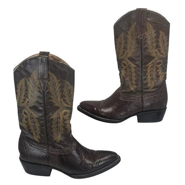 Circle G Boots Womens‎ 6.5 Brown Exotic Lizard Skin Leather Western Cowboy Boho - Image 12