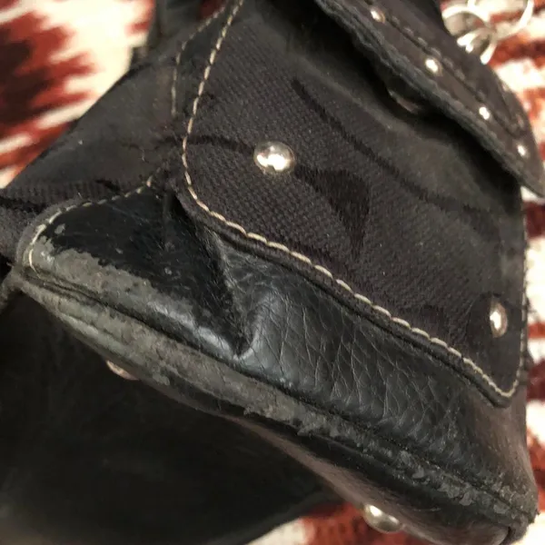 Y2K Gothic Whimsygoth Grunge Black monogram “C” shoulder hand bag purse silver o-ring chain straps studded - Image 8