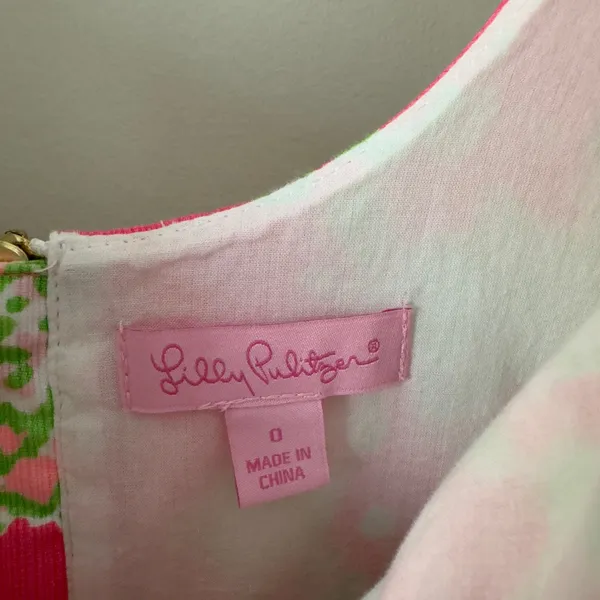 Lilly Pulitzer Cathy Shift Dress Flamingo Pink Southern Charm 0 Lace 100% Cotton - Image 9