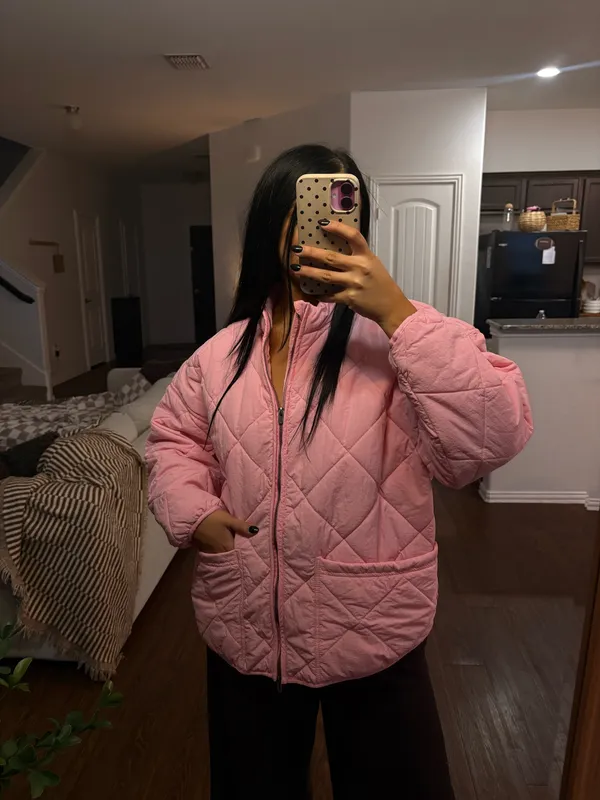 PINK QUILTED PUFFER JACKET - Image 3
