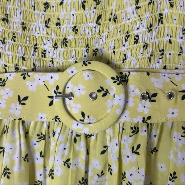 For Love & Lemons Chrysanthemum Mini Dress Lemonade Yellow Floral Medium - Image 10