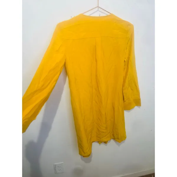 TORY BURCH Women's Yellow Golden 100% Silk Crew Neckline Sophia Dress Size 2 - Image 8