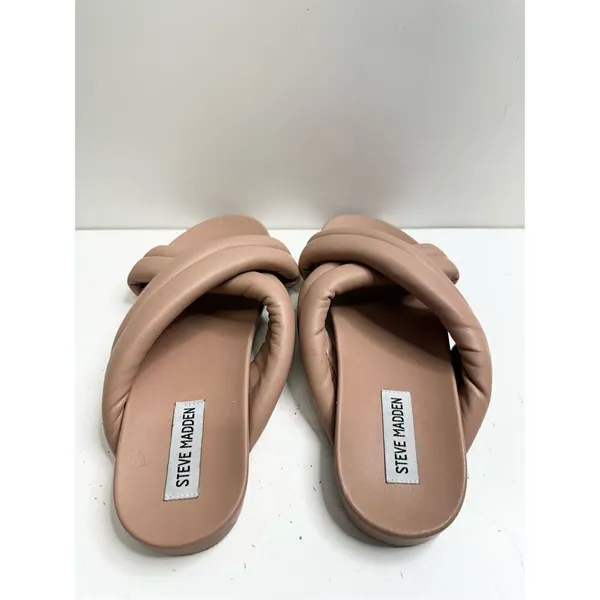 Steve Madden Sandals Womens Size 9 Nude Open Toe Crisscross Slip On‎ Slides - Image 5